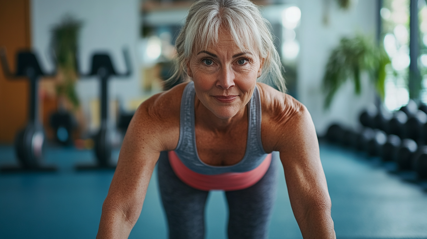 Група людей зрілого віку займається танцювальним фітнесом